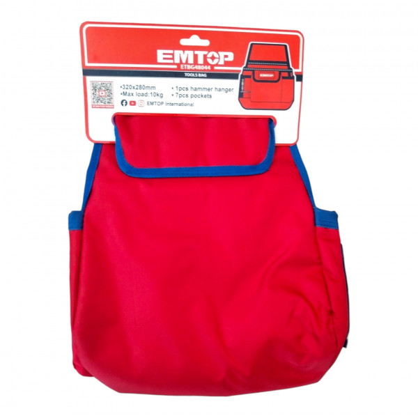 Mochila Porta Herramientas Emtop Bolsillos Electricista Color Rojo